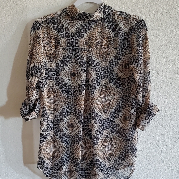 Like New Snake Print Sheer Buttondown Blouse Size Small - Picture 7 of 8
